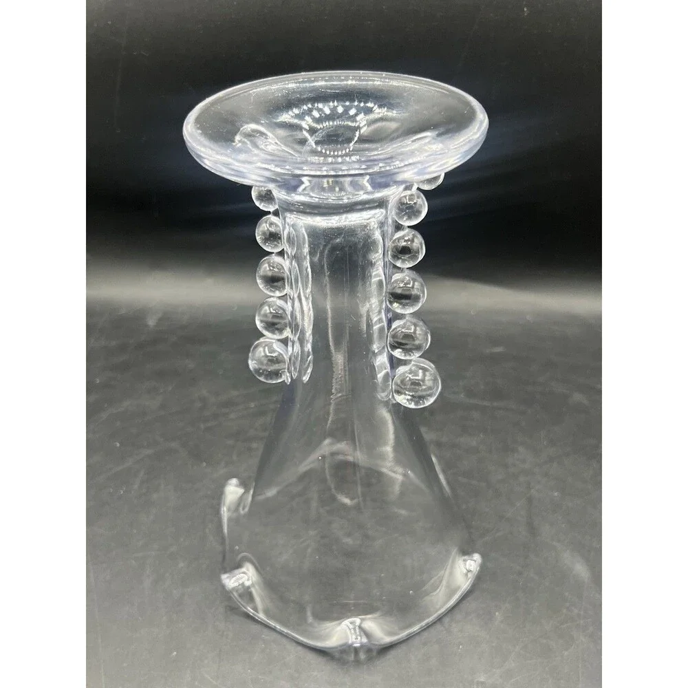 Vintage Imperial Glass Candlewick Crimped Flower Vase 8 1/8